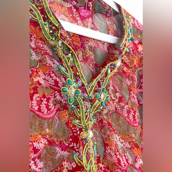 Silk Print Top / Beach Cover - Picture 5 of 10